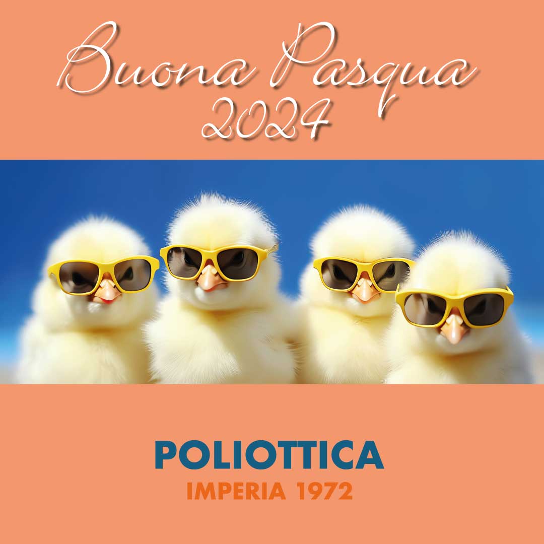 Buona Pasqua 2024 da Ottica Poliottica Optometristi Imperia Oneglia Shop Negozio Occhiali Vista Sole Lenti a Contatto Ipovisione 1080x1080